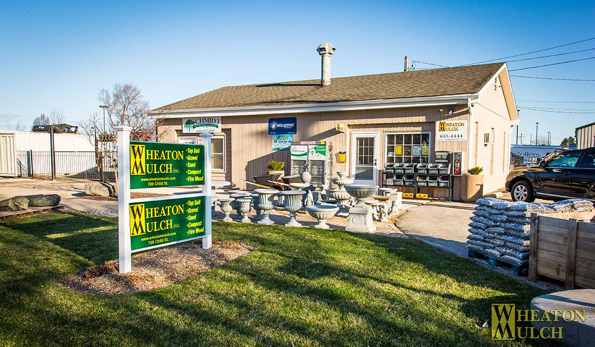 The Wheaton Mulch yard and office in downtown Wheaton, Illinois